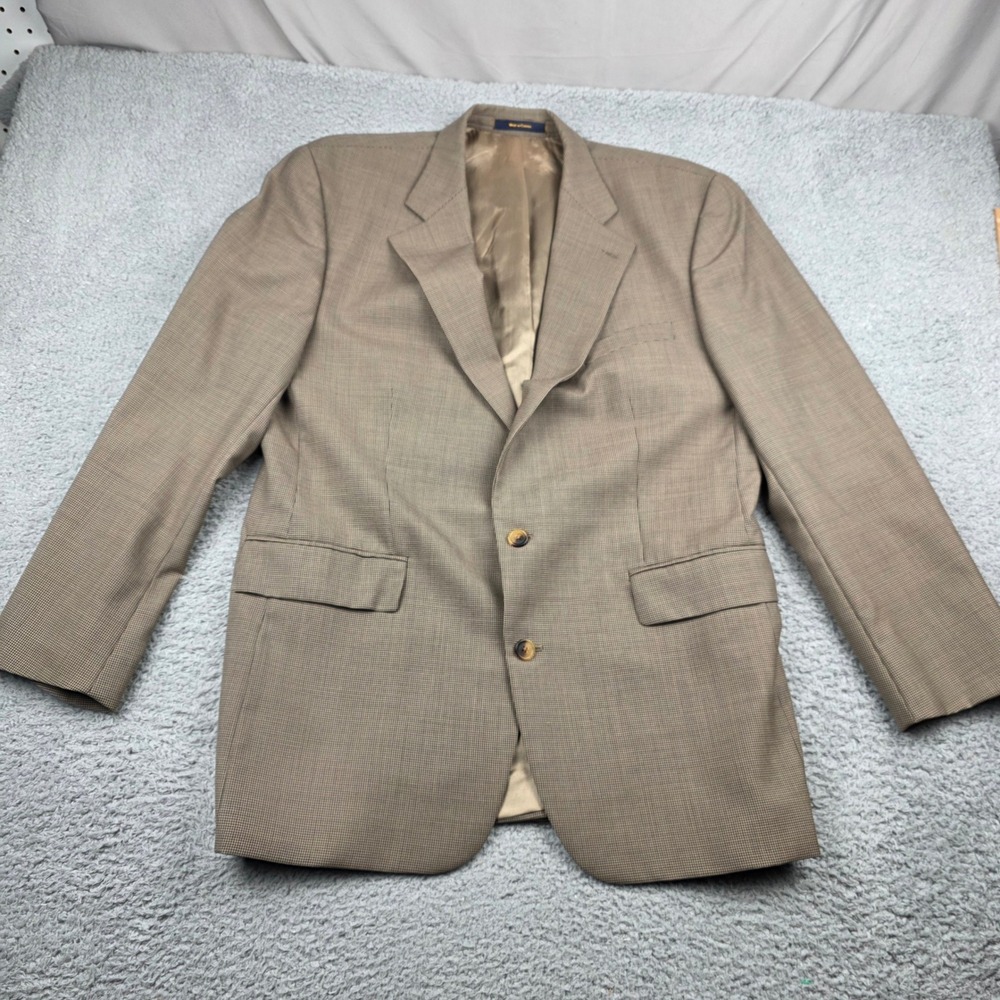 Chaps Ralph Lauren Vintage Blazer Mens 44 Brown Excellent Houndstooth‎ Jacket